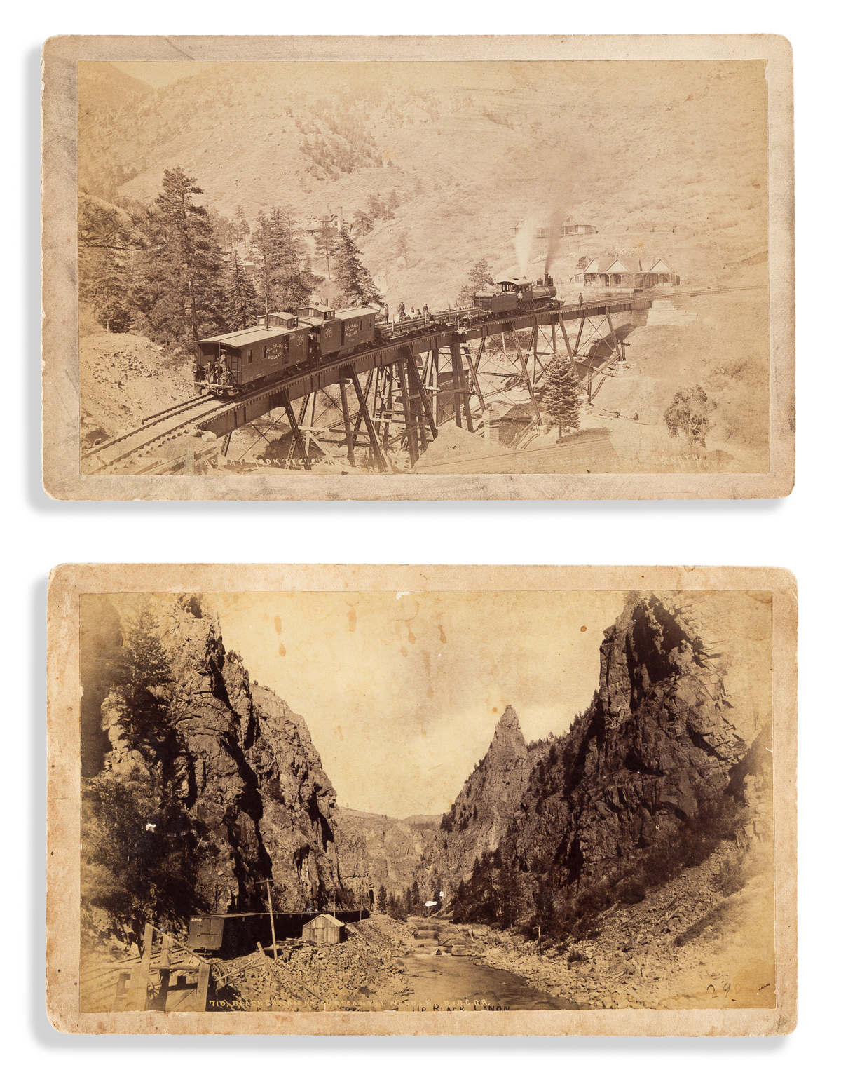 (WEST--COLORADO.) George Mellen; photographer. Pair of railroad photographs.